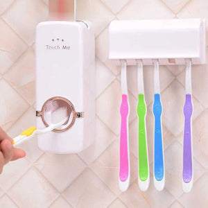 Bathroom Accessories Set Toothbrush Holder Automatic Toothpaste Dispenser Holder Toothbrush Wall Mount Rack Bathroom Tools Set