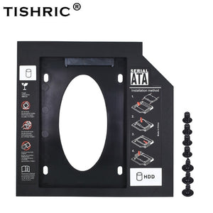 Tishric Aluminum/Plastic 9.5/12.7mm SATA 3.0 2.5" Universal HDD Caddy Case Enclosure Adapter DVD HDD Hard  Box For CD Optibay