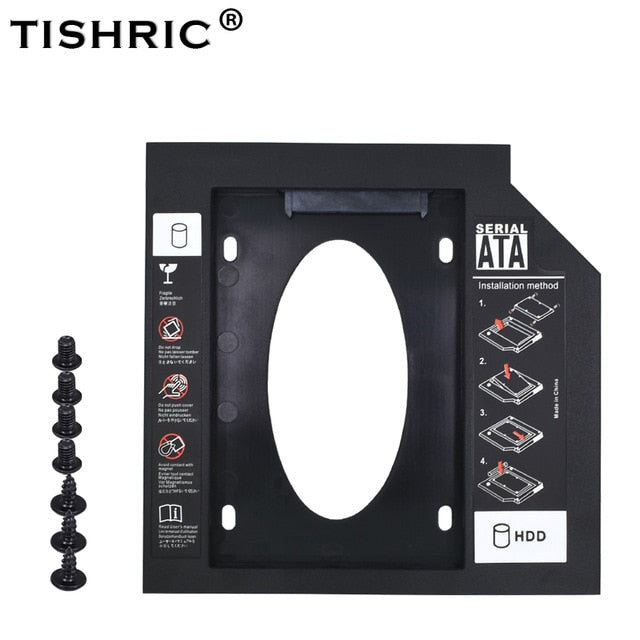 Tishric Aluminum/Plastic 9.5/12.7mm SATA 3.0 2.5" Universal HDD Caddy Case Enclosure Adapter DVD HDD Hard  Box For CD Optibay