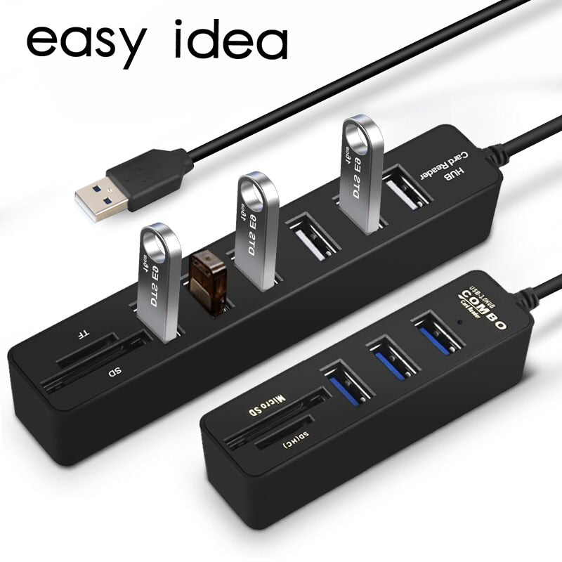 USB Hub 3.0 Multi USB 3.0 Hub USB Splitter High Speed 3 6 Ports 2.0 Hab TF SD Card Reader All In One For PC Computer Accessories