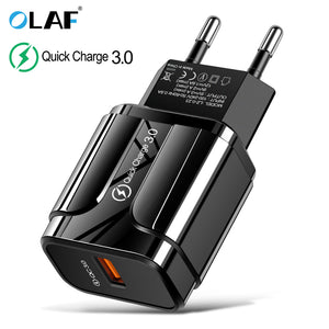 3A Quick Charge 3.0 USB Charger EU Wall Mobile Phone Charger Adapter for iPhone X MAX 7 8 QC3.0 Fast Charging for Samsung Xiaomi