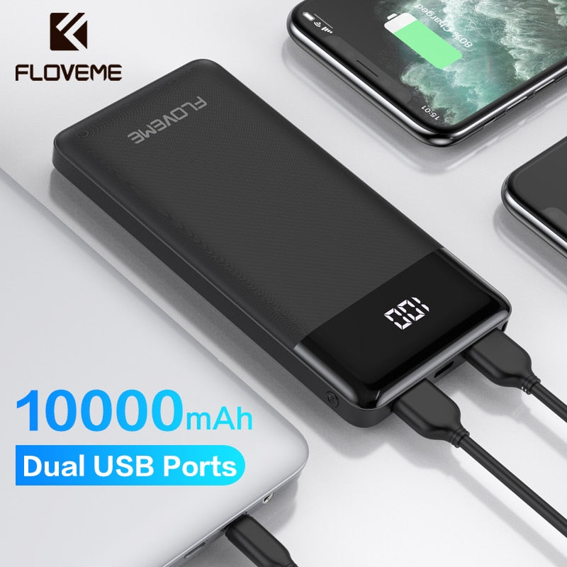 FLOVEME Power Bank 10000mAh LED Display Portable Charging PowerBank Dual USB Ports External Battery Charger For Xiaomi iPhone