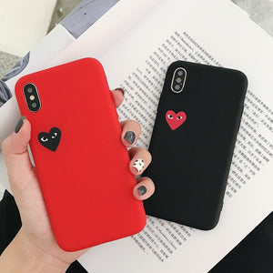 Silicone heart Phone Case For iPhone 11 pro X XR XS Max 7 8 6 6s Plus Back Cover soft Anti-fall Protective shell All-enclosed