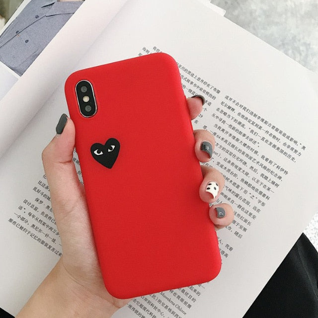 Silicone heart Phone Case For iPhone 11 pro X XR XS Max 7 8 6 6s Plus Back Cover soft Anti-fall Protective shell All-enclosed