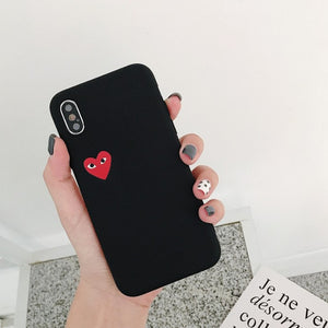 Silicone heart Phone Case For iPhone 11 pro X XR XS Max 7 8 6 6s Plus Back Cover soft Anti-fall Protective shell All-enclosed