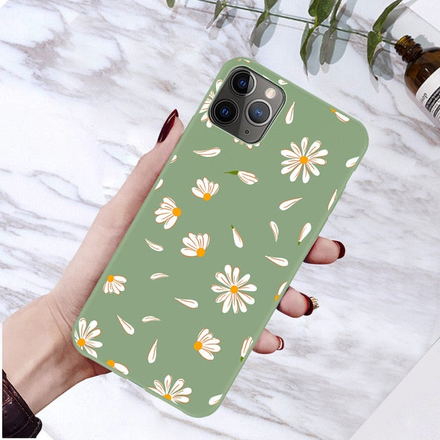 moskado Art Floral Daisy Phone Case For iPhone 11 X XR XS Max 6S 7 8 7Plus 5 Fashion Daisy Flower Case Soft TPU Back Cases Cover