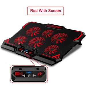 COOLCOLD Gaming Laptop Cooler Notebook Cooling Pad 6 Silent Red/Blue LED Fans Powerful Air Flow Portable Adjustable Laptop Stand