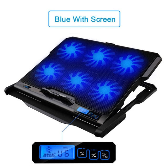 COOLCOLD Gaming Laptop Cooler Notebook Cooling Pad 6 Silent Red/Blue LED Fans Powerful Air Flow Portable Adjustable Laptop Stand