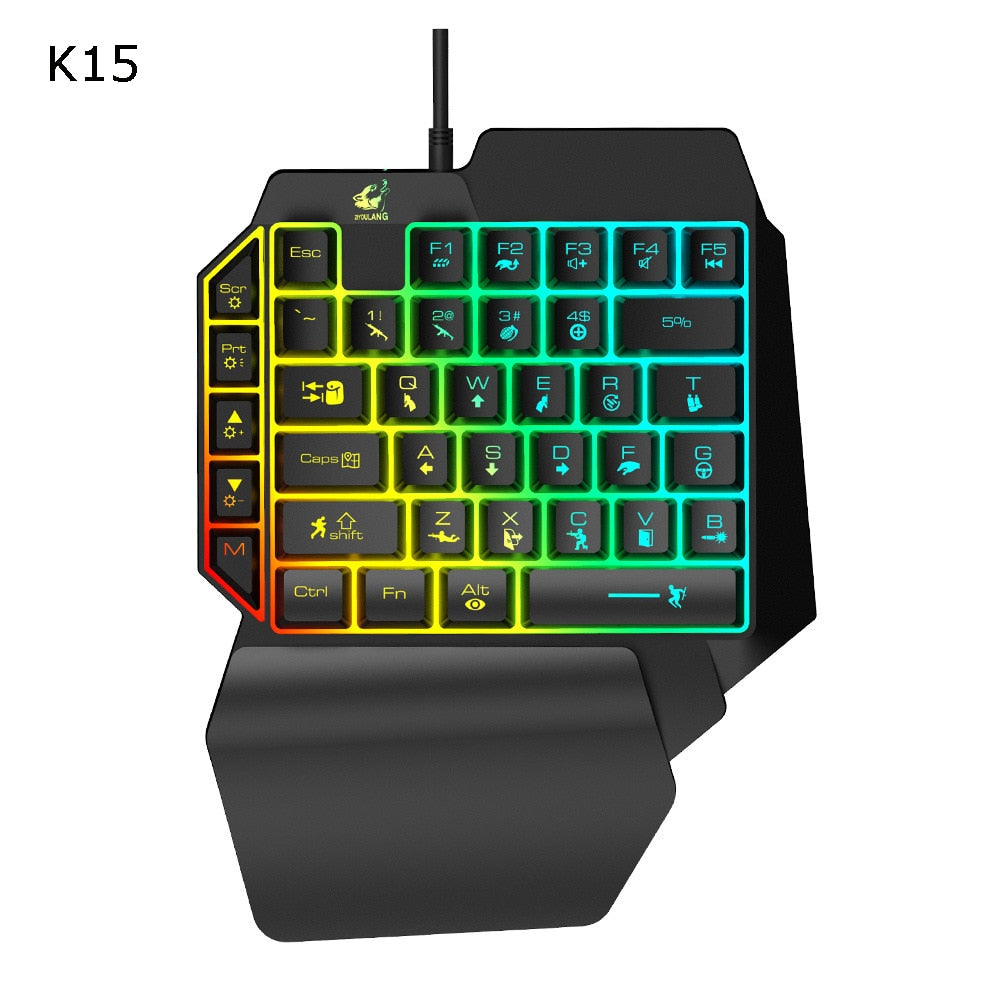 Single Handed Gaming keyboard one-handed keyboard Colorful Backlit Ergonomic Keypad For PUBG gun Game Player PC