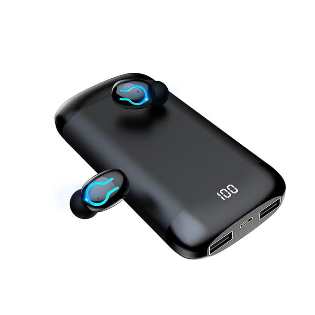 Q66 Wireless V5.0 Bluetooth Earphone HD Stereo Headphone Sports Waterproof Headset With Dual Mic and 6000mAh Battery Charge Case