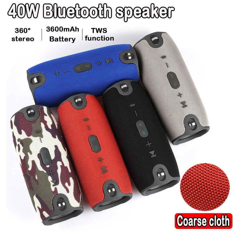 40W Outdoor Bluetooth Speaker Subwoofer TWS Speaker Waterproof Portable Music Player 3600 mAh battery column soundbar caixa de