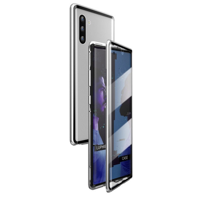 Magnetic Adsorption Case For Samsung Galaxy S20 Ultra S10 5G S8 S9 Plus Note 10 Plus 9 8 Cases Tempered Glass Cover Case Metal