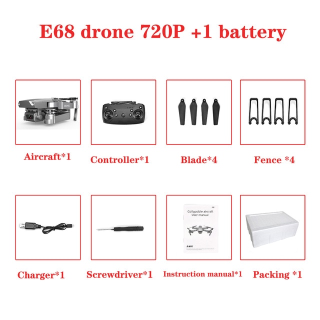 2020 NEW E68 Drone HD wide angle 4K WIFI 1080P FPV Drones video live Recording Quadcopter Height To maintain Drone Camera Toys