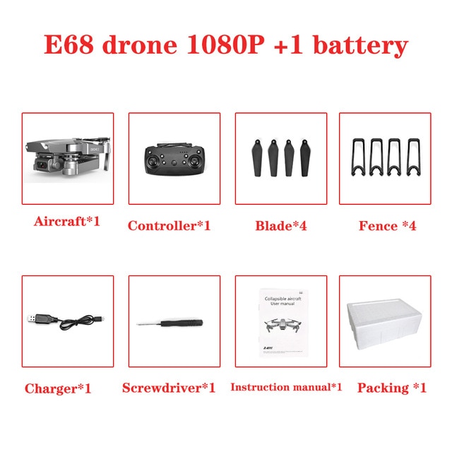 2020 NEW E68 Drone HD wide angle 4K WIFI 1080P FPV Drones video live Recording Quadcopter Height To maintain Drone Camera Toys