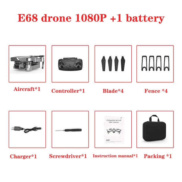 2020 NEW E68 Drone HD wide angle 4K WIFI 1080P FPV Drones video live Recording Quadcopter Height To maintain Drone Camera Toys