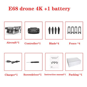 2020 NEW E68 Drone HD wide angle 4K WIFI 1080P FPV Drones video live Recording Quadcopter Height To maintain Drone Camera Toys