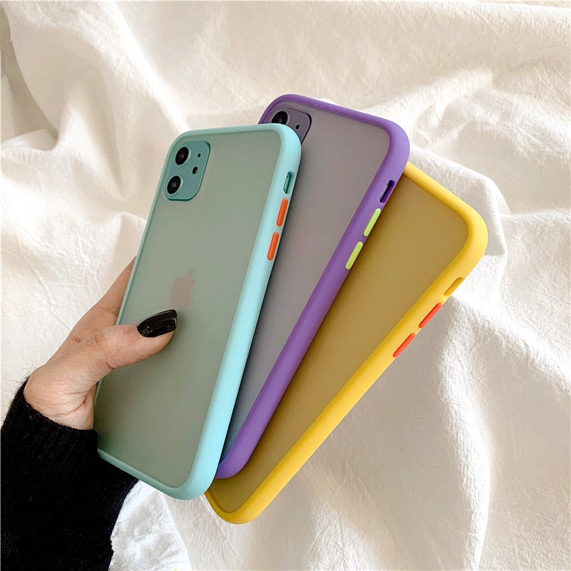 Mint Hybrid Simple Matte paragolpes teléfono caso para Iphone 11 Pro Max Xr Xs 6s 8 7 Plus a prueba de golpes suave Tpu silicona mate cubierta