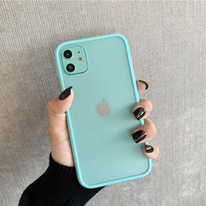 Mint Hybrid Simple Matte paragolpes teléfono caso para Iphone 11 Pro Max Xr Xs 6s 8 7 Plus a prueba de golpes suave Tpu silicona mate cubierta