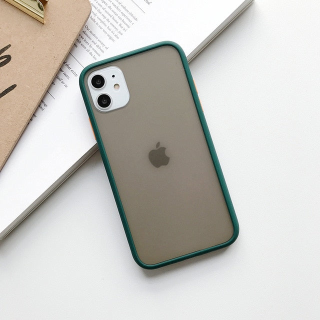 Mint Hybrid Simple Matte paragolpes teléfono caso para Iphone 11 Pro Max Xr Xs 6s 8 7 Plus a prueba de golpes suave Tpu silicona mate cubierta