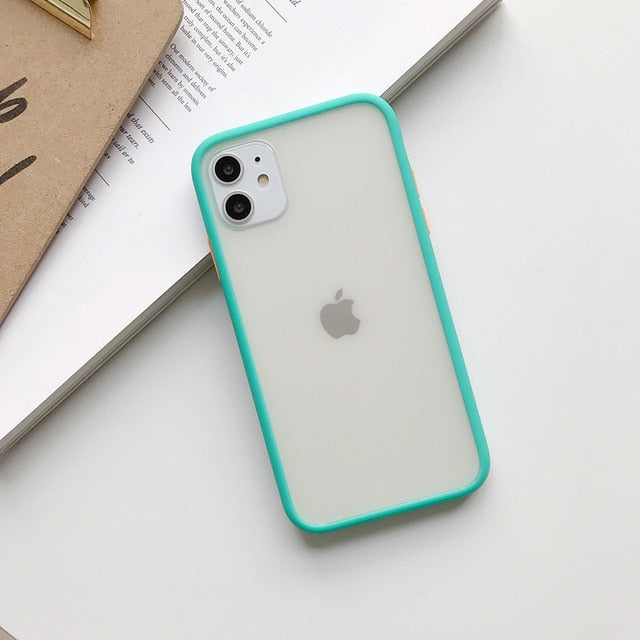 Mint Hybrid Simple Matte paragolpes teléfono caso para Iphone 11 Pro Max Xr Xs 6s 8 7 Plus a prueba de golpes suave Tpu silicona mate cubierta