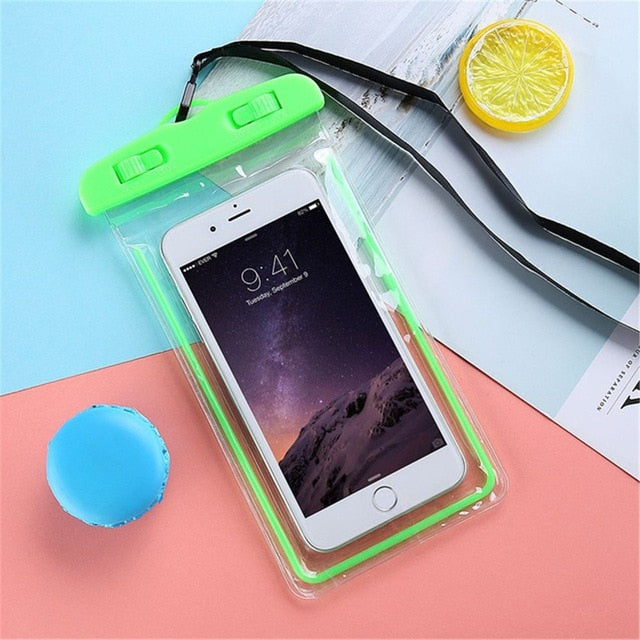 Waterproof Bag Mobile Phone Case for iPhone X 8 Underwater Luminous Phone Pouch Cover for Samsung S9 Clear PVC Sealed Swim Case