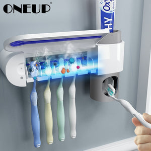 ONEUP Antibacteria UV Toothbrush Holder Automatic Toothpaste Dispenser Sterilize Home Cleaner Sterilize Bathroom Accessories Set