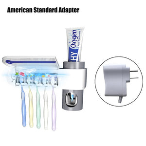 ONEUP Antibacteria Ultraviolet Toothbrush Holder Sterilizer Automatic Toothpaste Dispenser Squeezer Bathroom Accessories Set