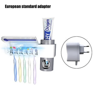 ONEUP Antibacteria Ultraviolet Toothbrush Holder Sterilizer Automatic Toothpaste Dispenser Squeezer Bathroom Accessories Set