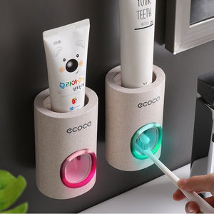 Automatic Toothpaste Dispenser Dust-proof Toothbrush Holder Wall Mount Stand Bathroom Accessories Set Toothpaste Squeezers Tooth