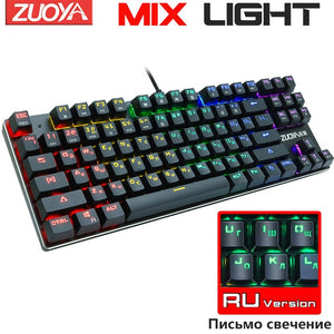 Mechanical Keyboard Wired Gaming Keyboard RGB Mix Backlit 87 104 Anti-ghosting Blue Red Switch For Game Laptop PC Russian US